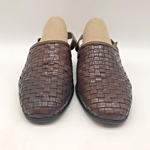 Cabin Creek Andie Sandal Women's 7.5M Brown Woven Leather Slingback Shoes Brazil - Picture 2 of 9